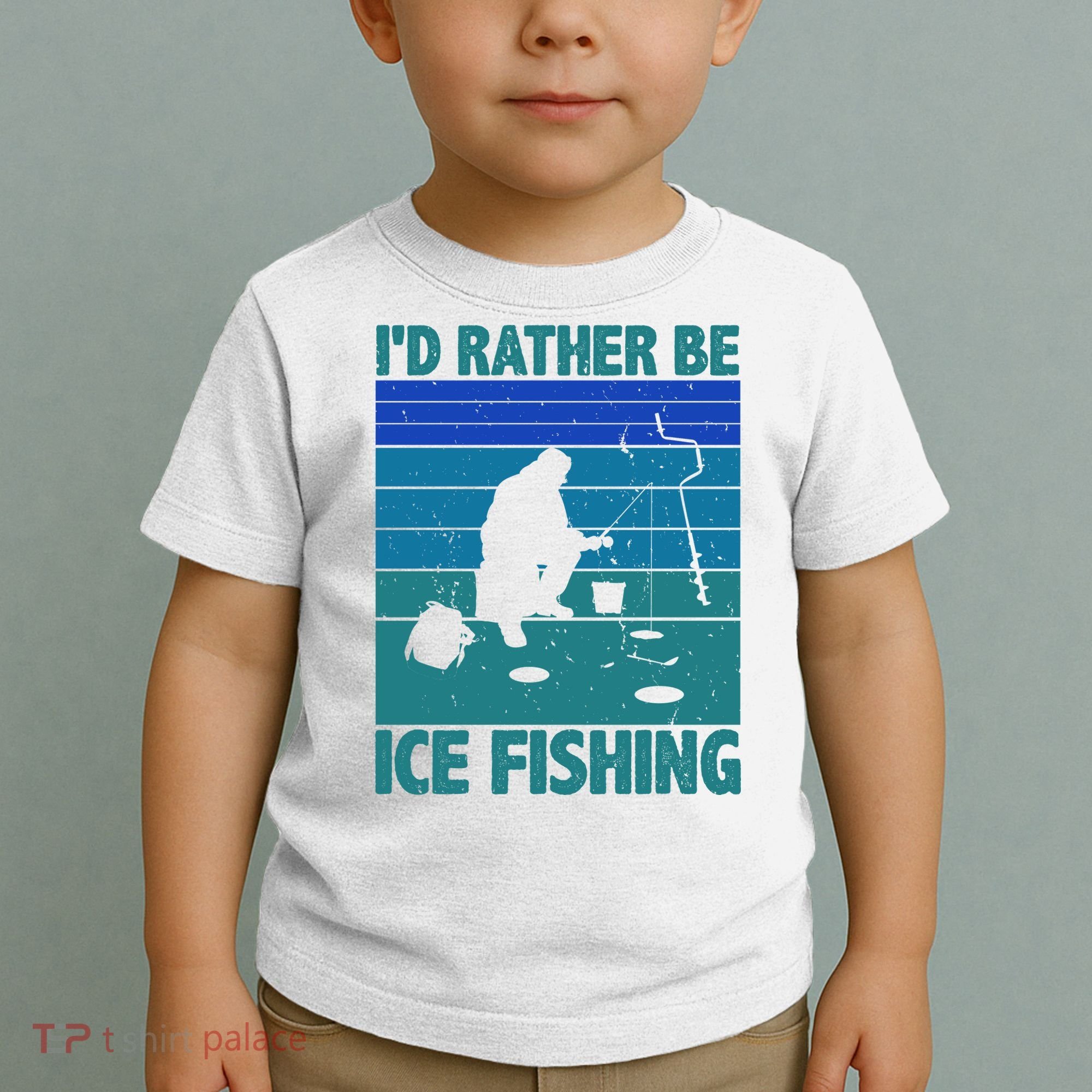 I'd Rather Be Ice Fishing Hobby Retro Gift Toddler T-Shirt