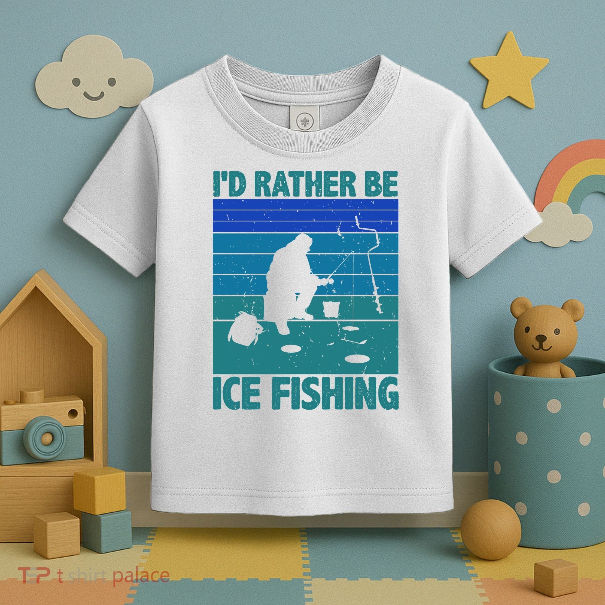 I'd Rather Be Ice Fishing Hobby Retro Gift Toddler T-Shirt
