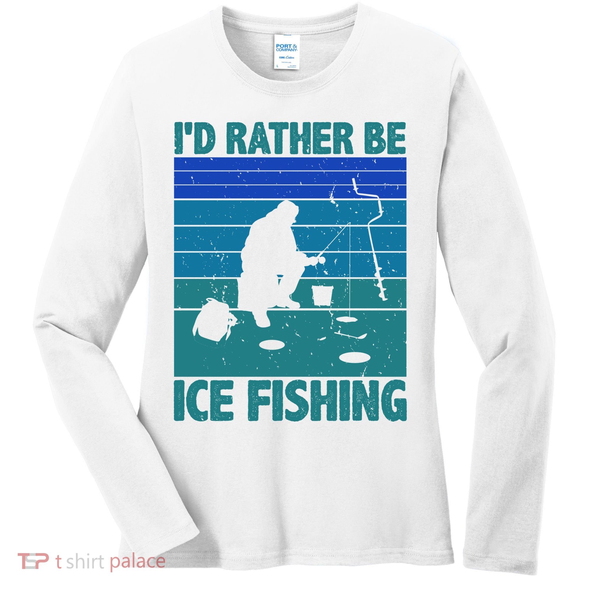 I'd Rather Be Ice Fishing Hobby Retro Gift Women's Long Sleeve Shirt
