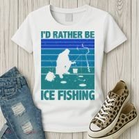 I'd Rather Be Ice Fishing Hobby Retro Gift Women's T-Shirt thumb 3