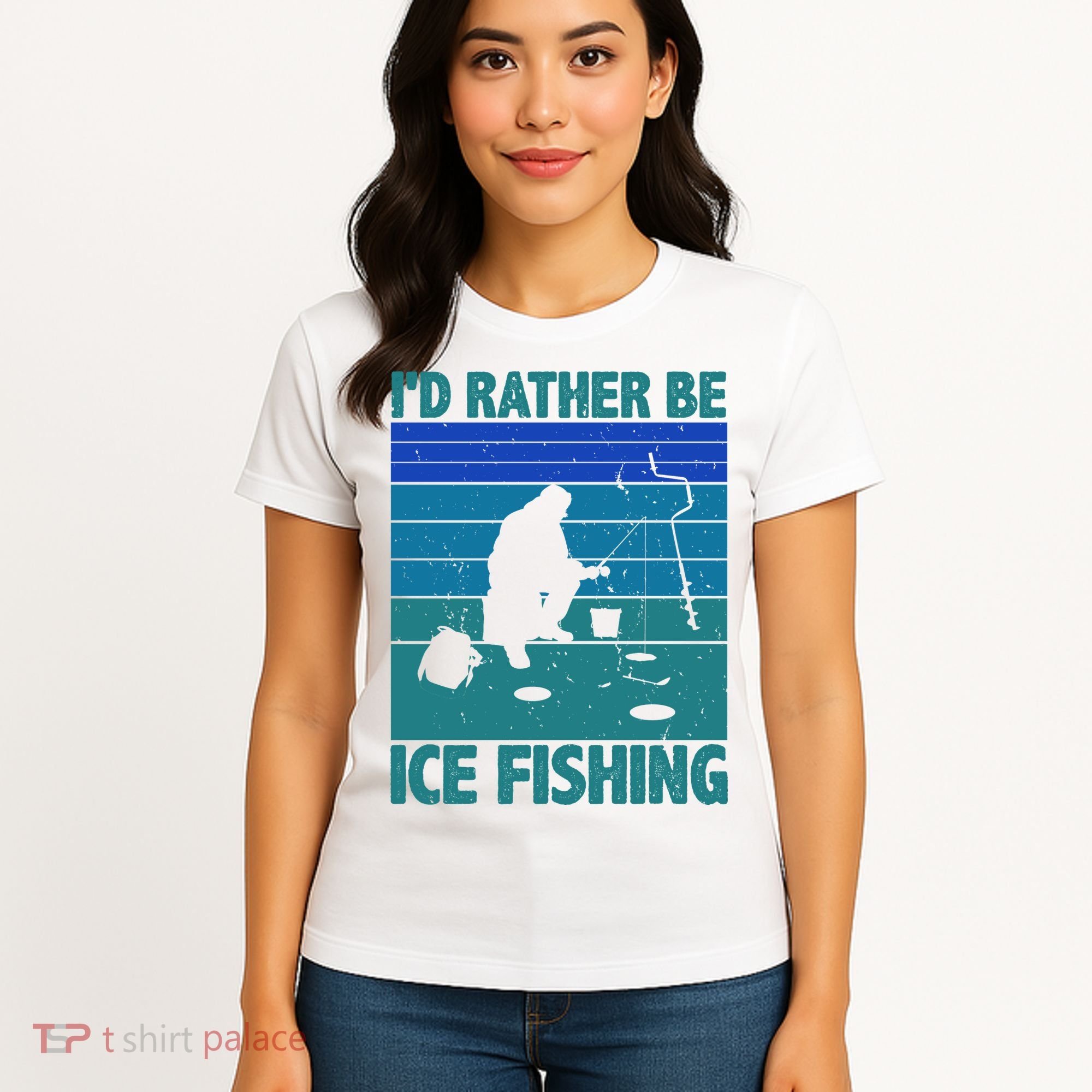I'd Rather Be Ice Fishing Hobby Retro Gift Women's T-Shirt