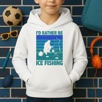 I'd Rather Be Ice Fishing Hobby Retro Gift Kids Hoodie thumb 2