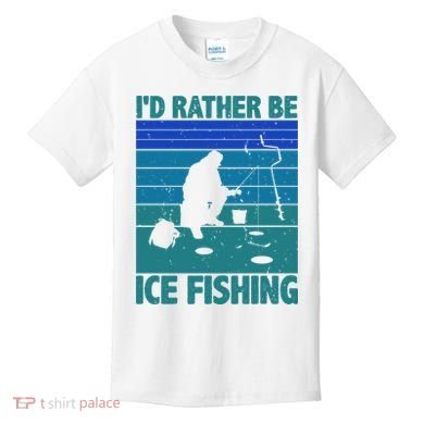 I'd Rather Be Ice Fishing Hobby Retro Gift Kids T-Shirt