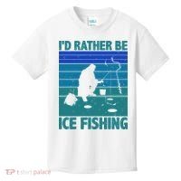 I'd Rather Be Ice Fishing Hobby Retro Gift Kids T-Shirt thumb 0