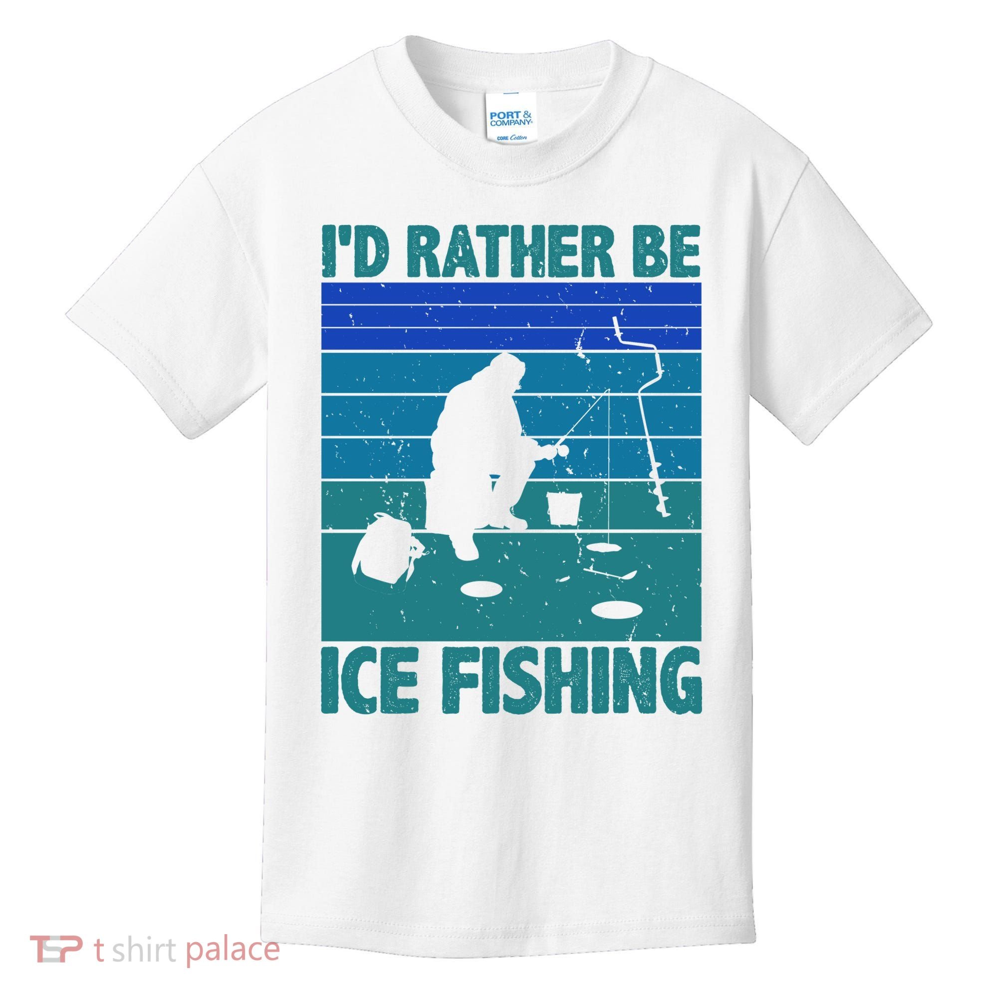 I'd Rather Be Ice Fishing Hobby Retro Gift Kids T-Shirt