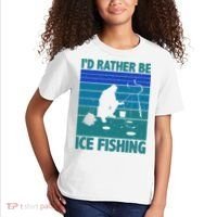 I'd Rather Be Ice Fishing Hobby Retro Gift Kids T-Shirt thumb 2