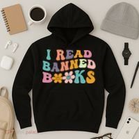 I Read Banned Books Retro Wavy Hoodie thumb 3
