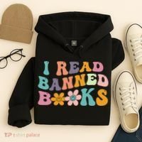I Read Banned Books Retro Wavy Hoodie thumb 4