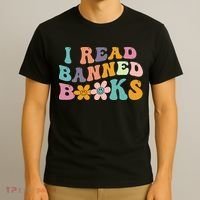 I Read Banned Books Retro Wavy T-Shirt thumb 3