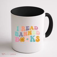 I Read Banned Books Retro Wavy Coffee Mug thumb 1