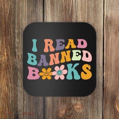 I Read Banned Books Retro Wavy Coaster