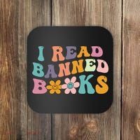 I Read Banned Books Retro Wavy Coaster thumb 0