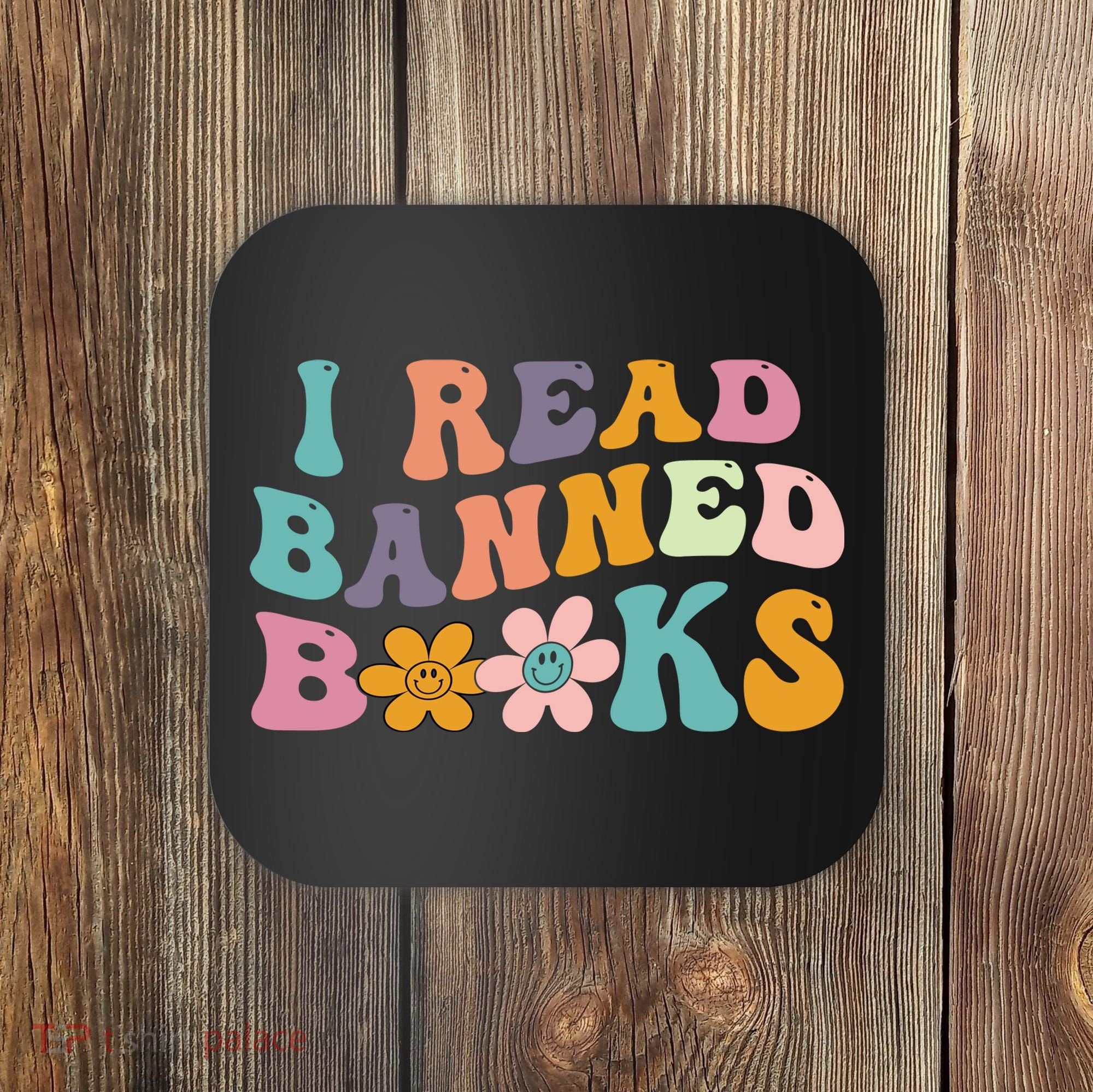 I Read Banned Books Retro Wavy Coaster