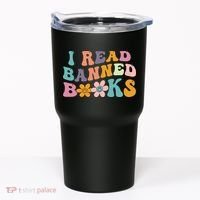 I Read Banned Books Retro Wavy Tumbler thumb 0
