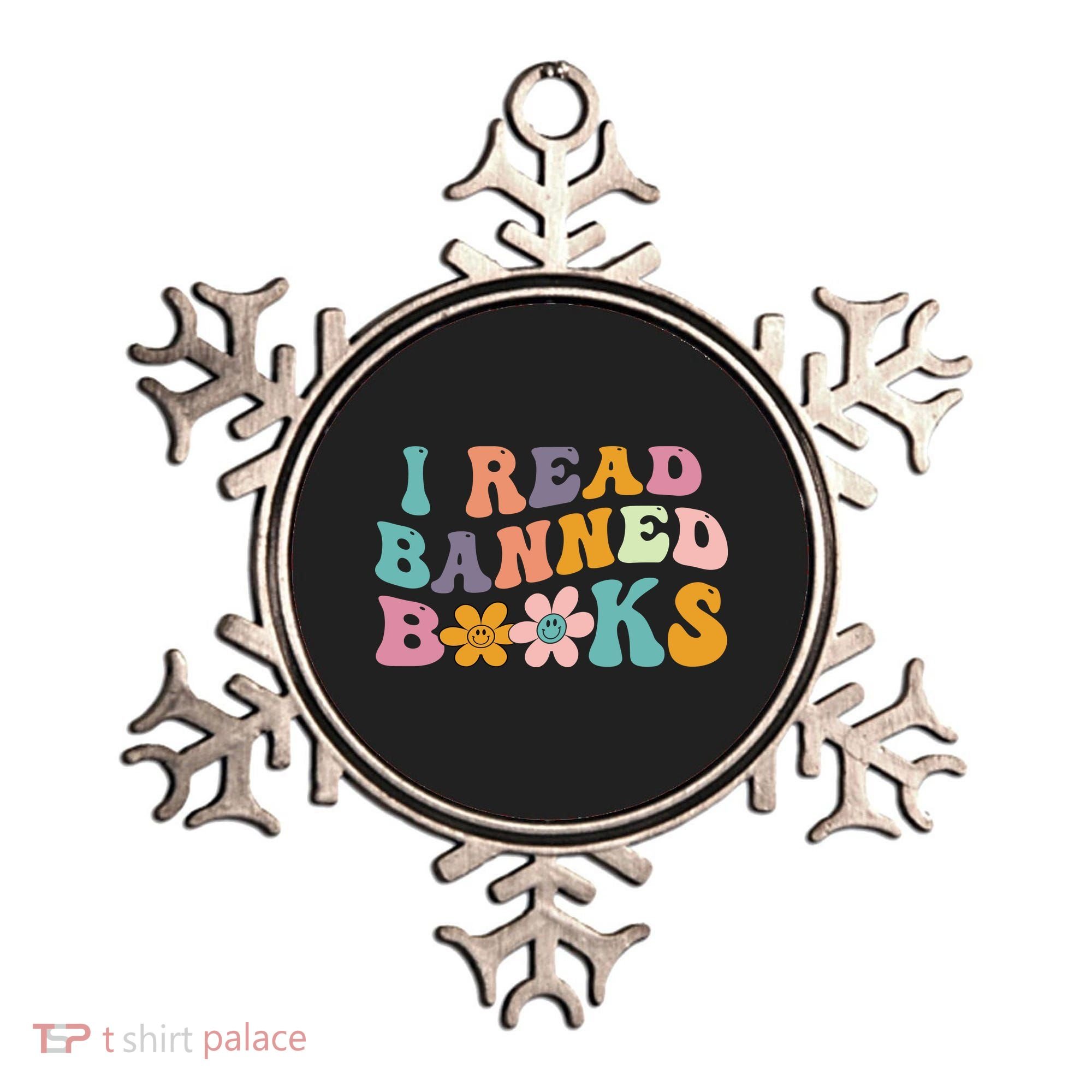I Read Banned Books Retro Wavy Ornament