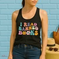 I Read Banned Books Retro Wavy Women's Tank Top thumb 2