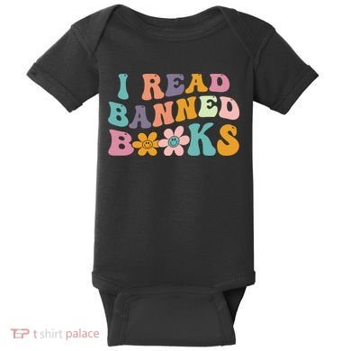 I Read Banned Books Retro Wavy Baby Bodysuit