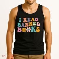 I Read Banned Books Retro Wavy Tank Top thumb 3