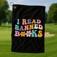 I Read Banned Books Retro Wavy Golf Towel thumb 1