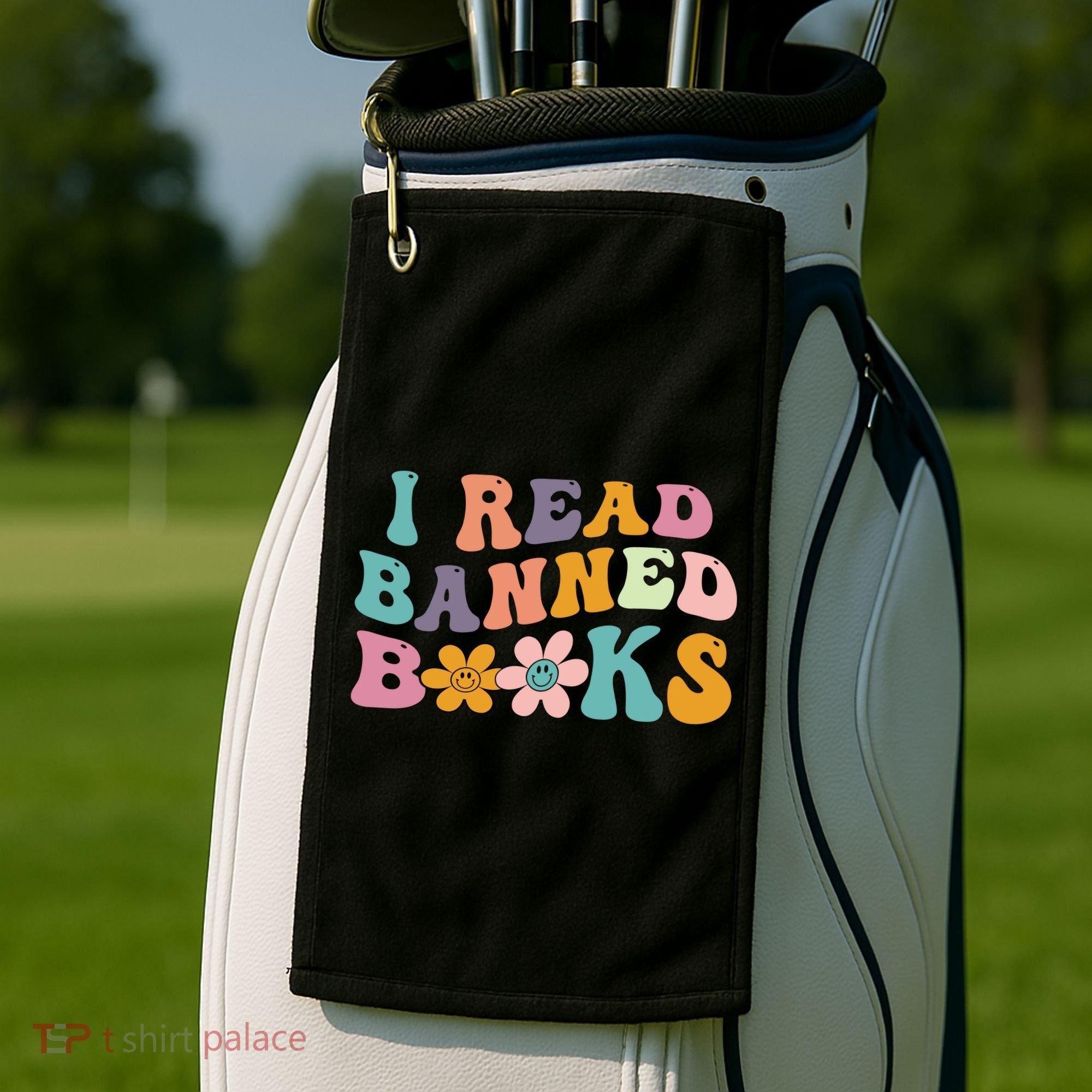 I Read Banned Books Retro Wavy Golf Towel