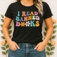 I Read Banned Books Retro Wavy Women's T-Shirt thumb 2