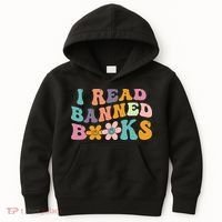 I Read Banned Books Retro Wavy Kids Hoodie thumb 0