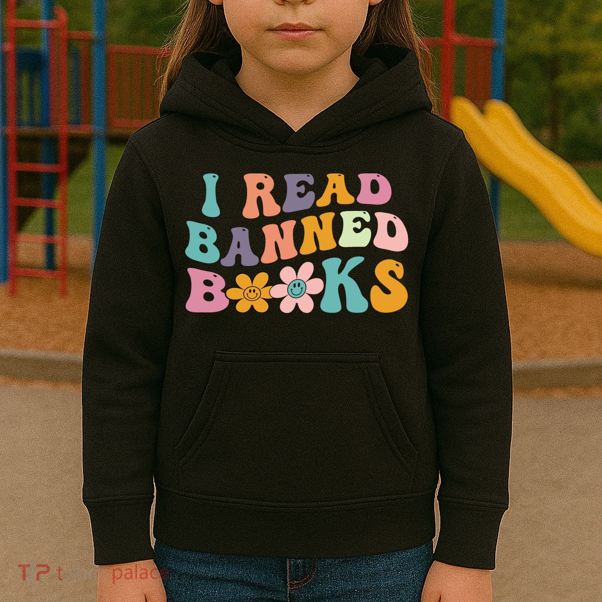 I Read Banned Books Retro Wavy Kids Hoodie