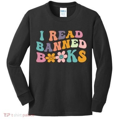 I Read Banned Books Retro Wavy Kids Long Sleeve Shirt