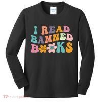 I Read Banned Books Retro Wavy Kids Long Sleeve Shirt thumb 0