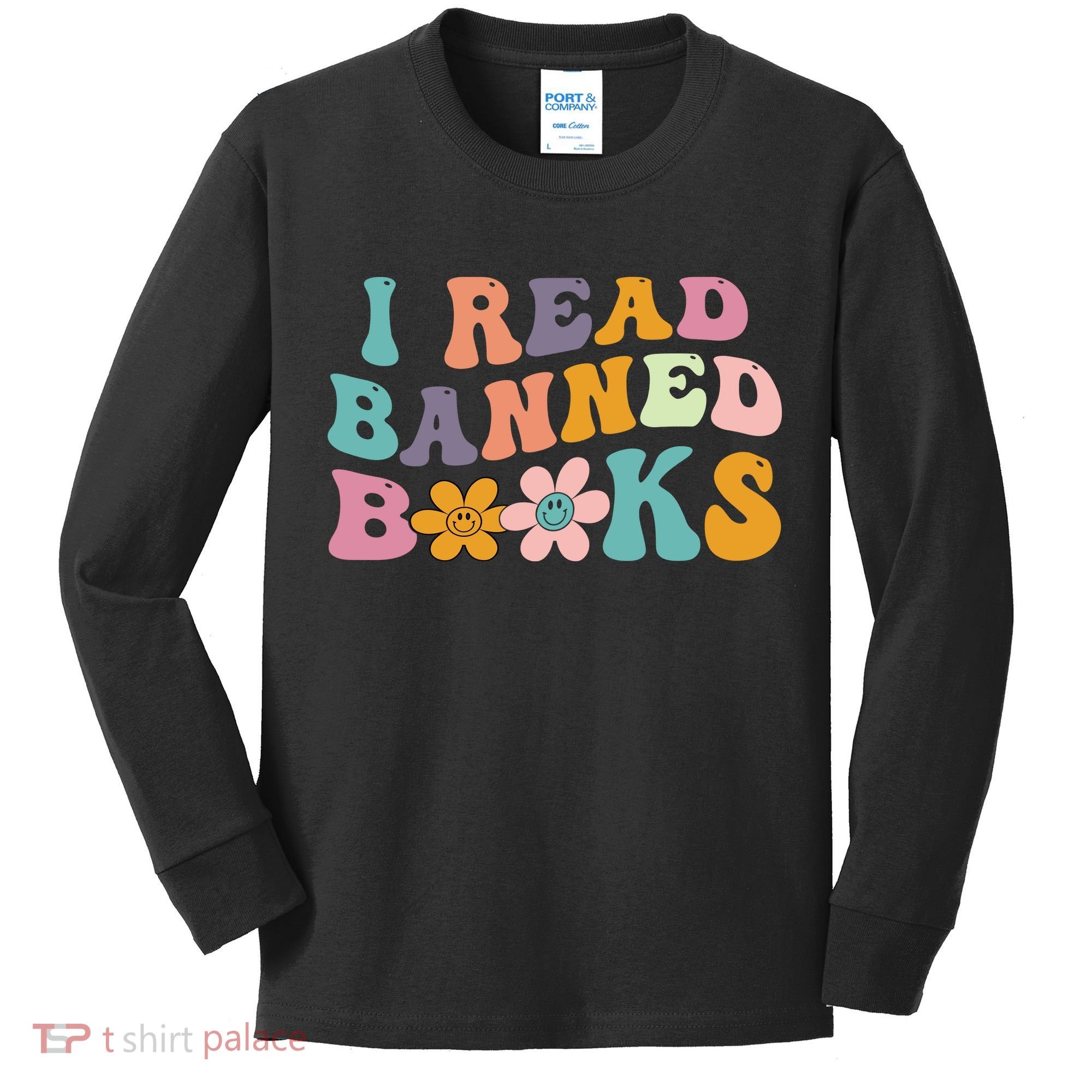I Read Banned Books Retro Wavy Kids Long Sleeve Shirt