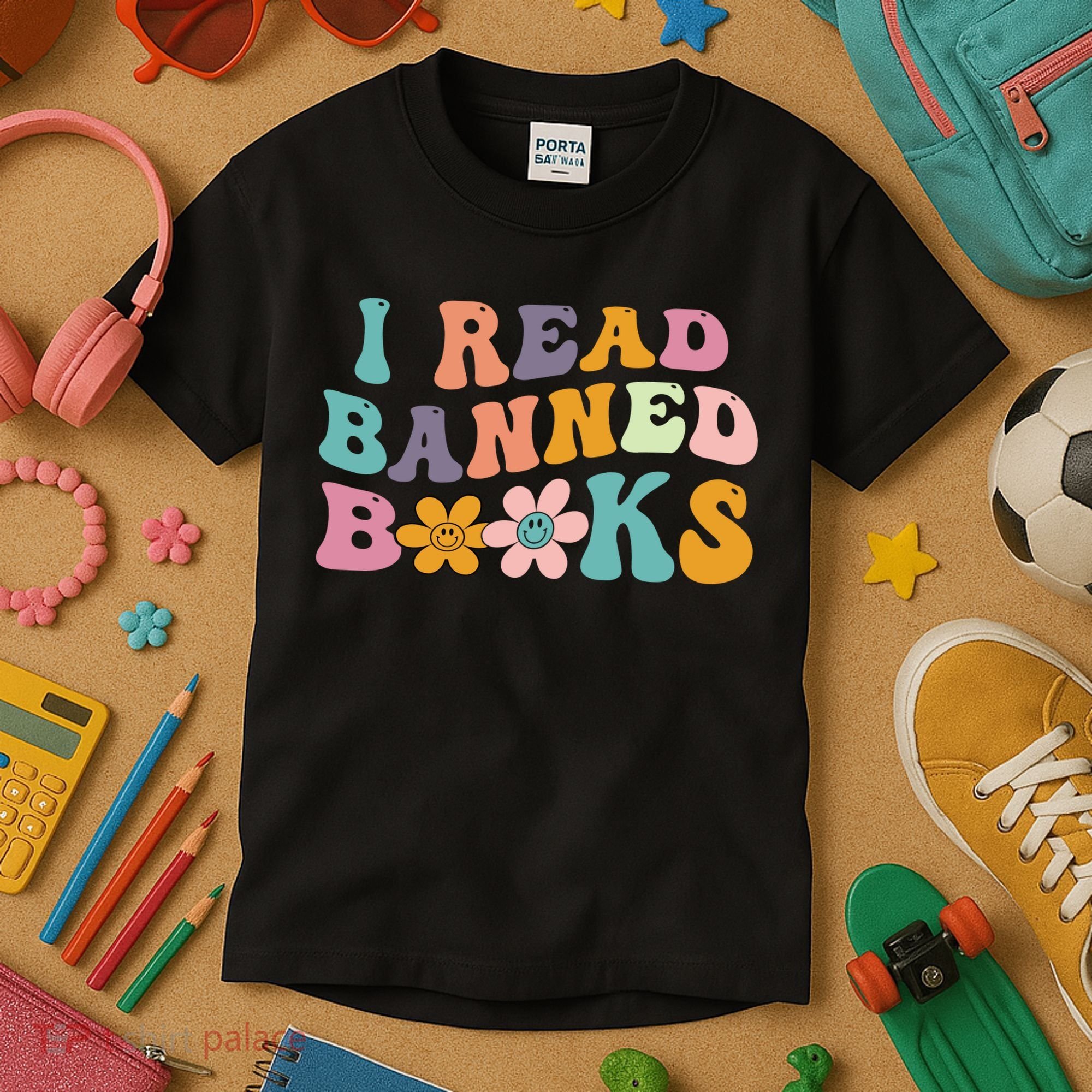 I Read Banned Books Retro Wavy Kids T-Shirt