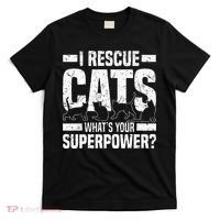 I Rescue Cats What´s Your Superpower USA Flag Rescue Cat T-Shirt thumb 0