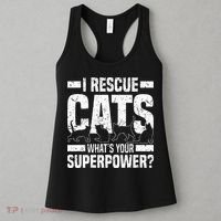 I Rescue Cats What´s Your Superpower USA Flag Rescue Cat Women's Tank Top thumb 3