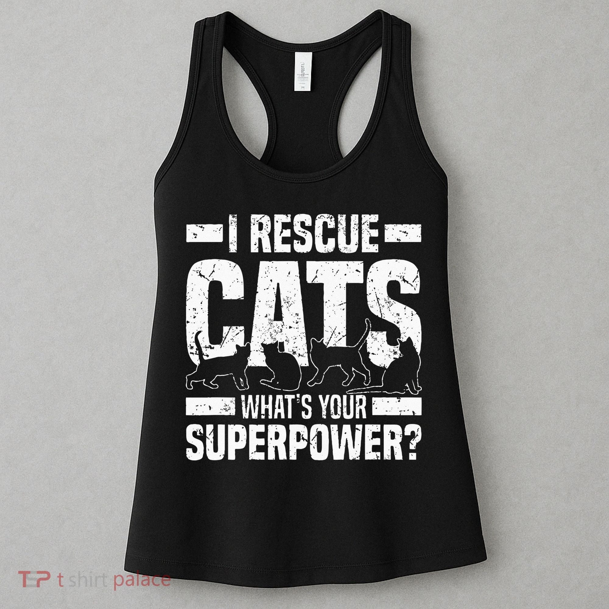 I Rescue Cats What´s Your Superpower USA Flag Rescue Cat Women's Tank Top