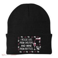 I Rescue Cats From Shelters And Wine From Bottles Wine Beanie thumb 0