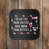 I Rescue Cats From Shelters And Wine From Bottles Wine Coaster thumb 0