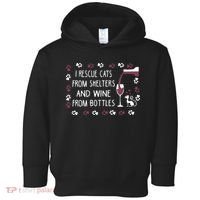 I Rescue Cats From Shelters And Wine From Bottles Wine Toddler Hoodie thumb 0