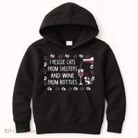 I Rescue Cats From Shelters And Wine From Bottles Wine Kids Hoodie thumb 0