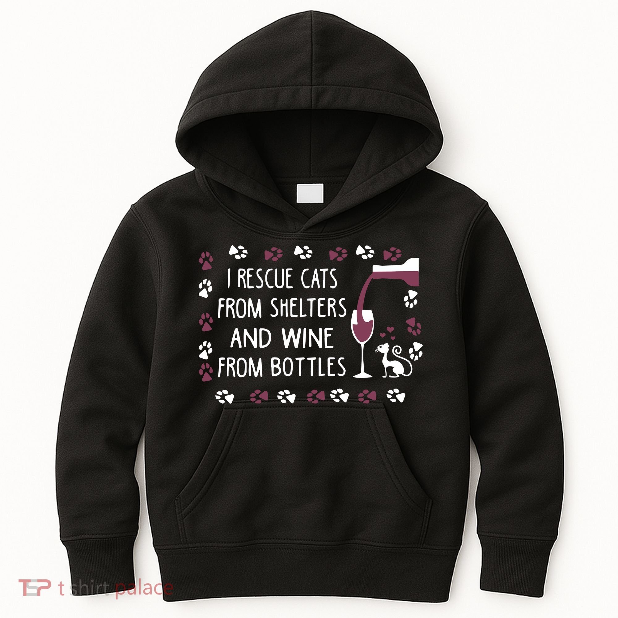 I Rescue Cats From Shelters And Wine From Bottles Wine Kids Hoodie