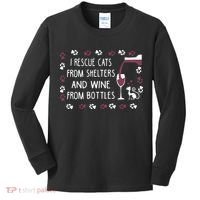 I Rescue Cats From Shelters And Wine From Bottles Wine Kids Long Sleeve Shirt thumb 0