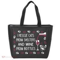 I Rescue Cats From Shelters And Wine From Bottles Wine Tote Bag thumb 0