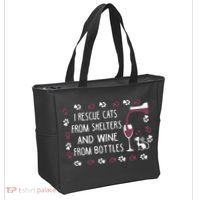 I Rescue Cats From Shelters And Wine From Bottles Wine Tote Bag thumb 2