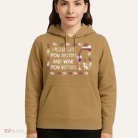I Rescue Cats From Shelters And Wine From Bottles Wine Hoodie thumb 5