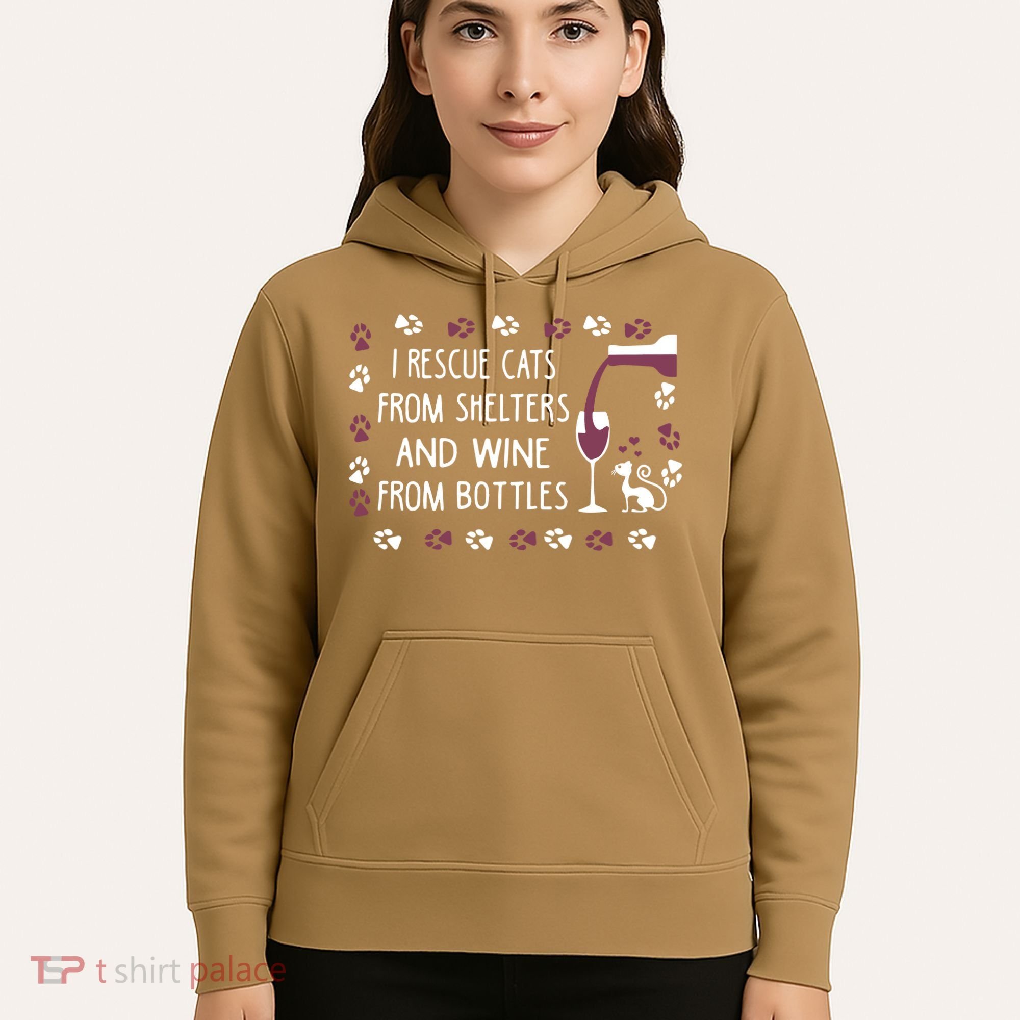 I Rescue Cats From Shelters And Wine From Bottles Wine Hoodie