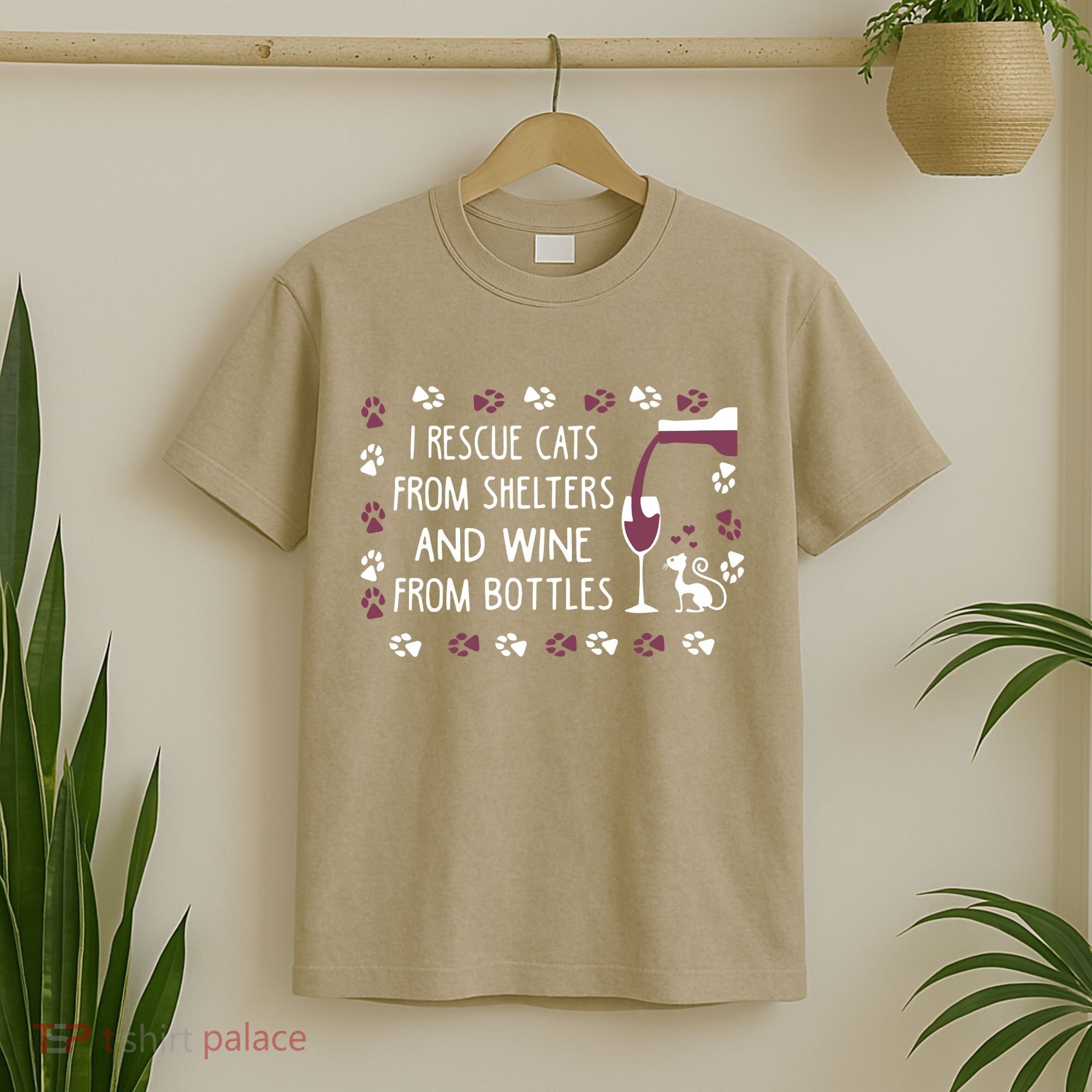 I Rescue Cats From Shelters And Wine From Bottles Wine T-Shirt