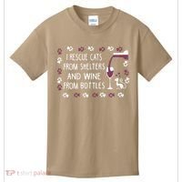 I Rescue Cats From Shelters And Wine From Bottles Wine Kids T-Shirt thumb 0