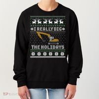 I Really Dig The Holidays Excavator Christmas Ugly Sweater Gift Women's Sweatshirt thumb 0