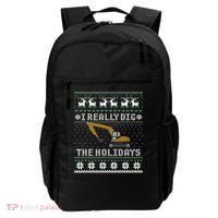 I Really Dig The Holidays Excavator Christmas Ugly Sweater Gift Backpack thumb 0