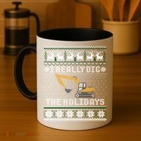 I Really Dig The Holidays Excavator Christmas Ugly Sweater Gift Coffee Mug thumb 4