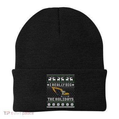 I Really Dig The Holidays Excavator Christmas Ugly Sweater Gift Beanie